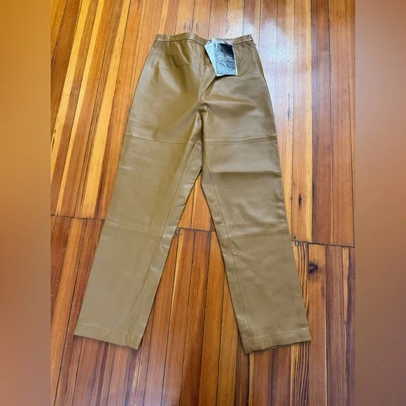 VTG Terry Lewis Classic Luxuries 100% Leather Brown Trouser Size 12 - Picture 3 of 10